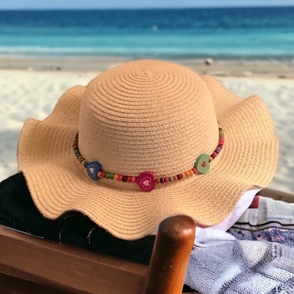 Children’s Beaded Straw Sun Beach Hat